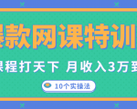 爆款网课特训营,一套课程打天下,网课变现的10个实操法,月收入3万到10万-第一资源库