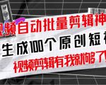 【原创神器】短视频全自动一键剪辑视频,一秒生成100个原创视频(软件+视频+免费卡密)-第一资源库