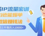 私域IP流量密训：小白也能爆单的微信赚钱法，从月薪三千到月入10000+-第一资源库