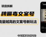 2023抖音快手毒文案新玩法,牌匾文案号,起号快易变现-第一资源库