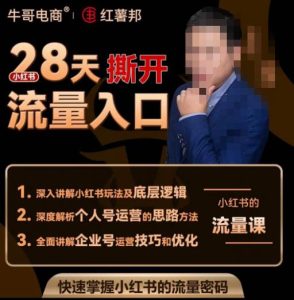 牛哥电商红薯邦28天撕开小红书流量入口,小红书运营系列课,快速掌握小红书的流量密码-第一资源库