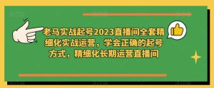 老马实战起号2023直播间全套精细化实战运营,学会正确的起号方式,精细化长期运营直播间-第一资源库