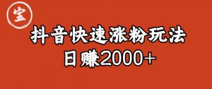 宝哥私藏·抖音快速起号涨粉玩法(4天涨粉1千)(日赚2000+)【揭秘】-第一资源库