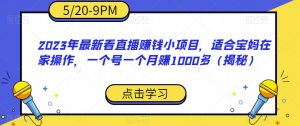 2023年最新看直播赚钱小项目,适合宝妈在家操作,一个号一个月赚1000多(揭秘)-第一资源库