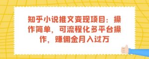 知乎小说推文变现项目:操作简单,可流程化多平台操作,赚佣金月入过万-第一资源库