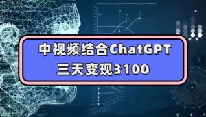中视频结合ChatGPT,三天变现3100,人人可做玩法思路实操教学【揭秘】-第一资源库