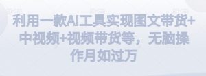 利用一款AI工具实现图文带货+中视频+视频带货等,无脑操作月如过万【揭秘】-第一资源库