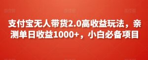 支付宝无人带货2.0高收益玩法,亲测单日收益1000+,小白必备项目【揭秘】-第一资源库