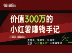 价值300万的小红书赚钱手记,变现高、链路短、轻运营,这波“小红薯风口”不能再错过-第一资源库
