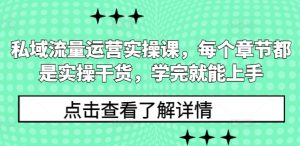 私域流量运营实操课,每个章节都是实操干货,学完就能上手-第一资源库