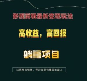 影视剪辑最新变现玩法,高收益,高回报,躺Z项目【揭秘】-第一资源库