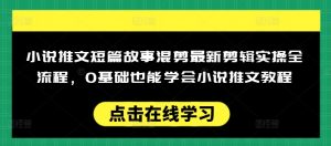 小说推文短篇故事混剪最新剪辑实操全流程,0基础也能学会小说推文教程,肯干多发日入多张-第一资源库