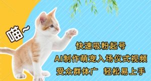 快速吸粉起号,AI制作萌宠入场仪式视频,受众群体广,轻松易上手-第一资源库