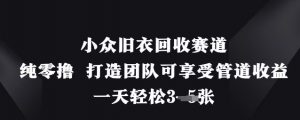 小众旧衣回收赛道,纯零撸 打造团队可享受管道收益,一天轻松3张-第一资源库