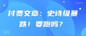 付费文章:史诗级暴跌!要跑吗?-第一资源库