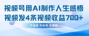 用AI做人生感悟视频,4条视频当天收益782-第一资源库