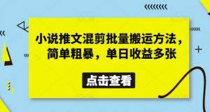 小说推文混剪批量搬运方法,简单粗暴,单日收益多张-第一资源库