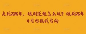 走到2025年,短剧还能怎么玩?短剧25年4月份搞钱方向-第一资源库